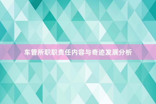 车管所职职责任内容与奇迹发展分析